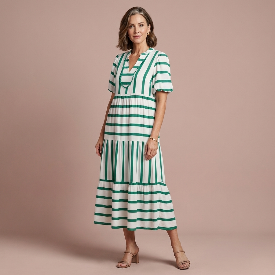 The Juliette Green Stripe Dress