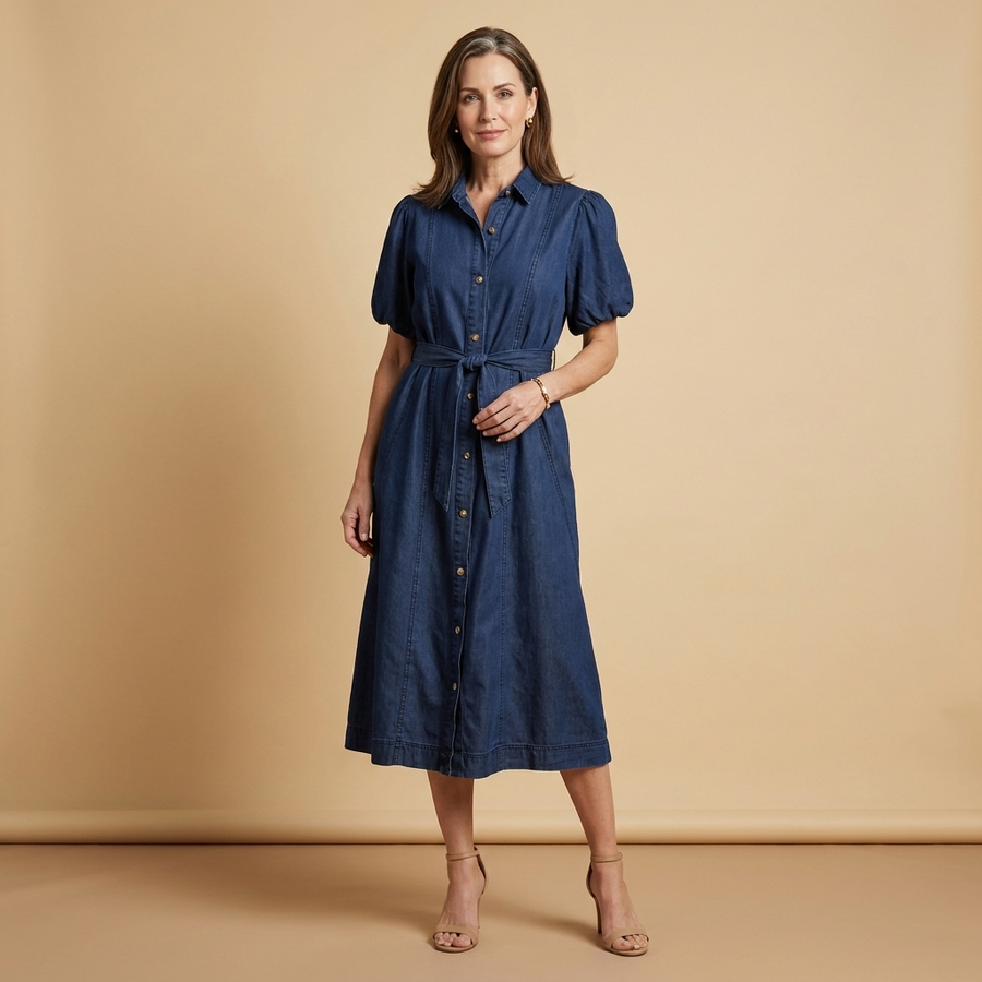 The Audrey Cotton Denim Midi